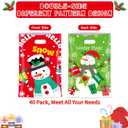4 x Elanket 40 Pcs Happy Christmas Treat Bags With Handles - Assorted Goodie Bags for Trick-or-Treat, Party Favors - Cute Snowman Designs for Classroom Decorations
