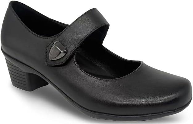 Hodrmios Women’s Low Heel Pumps, Comfortable Slip-Ons Casual Work Office Round Toe Dressy Shoes Black 8