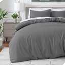 Bare Home Bedding Duvet Cover Queen Size - Premium 1800 Super Soft Duvet Covers Collection - Lightweight, Cooling Duvet Cover - Soft Breathable Bedding (Queen, 04 - Grey) (No Comforter)