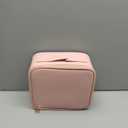 Chomeiu Makeup Bag with LED Mirror, Cute Cosmetic Bags for Women and Girls, Travel Train Case Artists Organizer Large Make Up Bags with 3 Color Light Up Mirror & Removable Brush Compartment, Pink