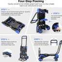330LB Folding Hand Truck Heavy Duty Carrying, Combination of Four Wheels and Two Wheels Convertible Dolly Cart with Retractable Handle Dolly for Moving Office Carts(Blue)