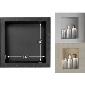Uni-Green Ready Tile Shower Niche Shelf 17"x17"（Inside 14"x14"） With Texture - Single Shelf Shower Shelf Insert for Bathroom Niche Storage, Water and Leak Proof Wall Niche Insert