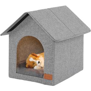 Indoor Dog House with Washable Plush Cushion - Small Size, Suitable for Small Dogs & Adult Cats
