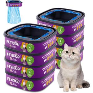 Premium Genie Litter Refill Bags | Jumbo 28FT, 8-Pack | Up to 32 Months Supply | 8 Cartridges for Superior Odor Control