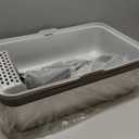 Prodigen Stainless Steel Cat Litter Box with Lid High Wall Sides Enclosure, Non-Sticky, Anti-Leakage, Easy Cleaning, with Cat Mat & Metal Scoop, 19.6" L x 14" W x 12" H