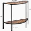Entryway Table with Storage,Narrow Console Table for Living Room Coffee Table 2-Tier Half Moon Sofa Table,Small Entry Table,Hallway Side Table with Metal Frame,Rustic Brown and Black, 35.4"D x 11.8"W x 32.2"H