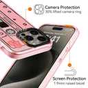 for iPhone 15 Pro Case Cute - Durable Shockproof 6.6 ft Drop Impact Phone Case - Funny Cassette Tape Design (6.1") Glitter Pink