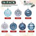 3.15" Blue Silver Christmas Ball Ornaments Set, 16ct Luxury Hand-Painted Shatterproof Large Hanging Bulbs, Bulk for Xmas Tree Wreath Holiday Decoration