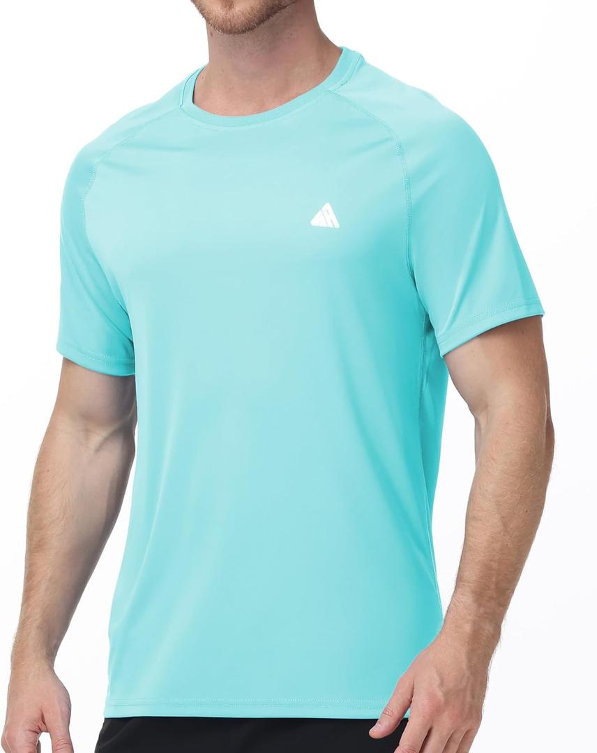 ZITY Men's UPF 50+ Rash Guard Swim Shirt, Short Sleeve UV Protection for Swimming Surfing Beach Quick Dry Lightweight, 2XXL