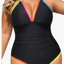 Aqua Eve Plus Size Swimsuits One Piece Bathing Suit for Women Tummy Control Sexy Halter Swimwear Size 20W