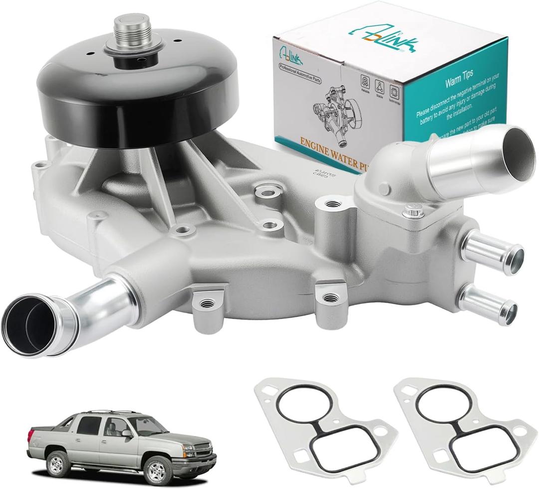 1307340 AW5104 Water Pump w/Thermostat (4.8L 5.3L 6.0L) For Cadillac Escalade 2002-2006,For Chevy Silverado 1500 2500 3500 Tahoe Express GMC Savana Yukon Envoy Sierra 1999-2006 Workhorse