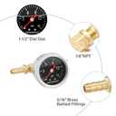 MEASUREMAN Fuel Pressure Gauge Kit 0-15Psi Stainless Steel Glycerin Filled, 1-1/2" Black Dial Size, with 5/16" Fuel Line Fuel Pressure Brass T-Fitting Adapter, Center Back Mount