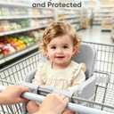 Padded Shopping Cart Seat Cover for Baby, 2-Layer Adjustable Grocery Cart Cover for Baby Infant Toddler, High Chair Cover for Restaurant, Machine Washable - Gray