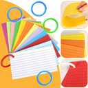 Tecmisse 1200 PCS Colorful Index Cards with Rings, Colored Flash Cards with Rings, 3 x 5 Inch Ruled Note Cards Flashcards Study Cards Notecards for Learning and office Supplies, 12 Colors