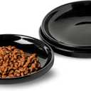 3 PCS Ceramic Cat Bowls, 5.5 in Pet Food Bowl Cat Dishes for Food and Water, Small Dog Dish(Black)