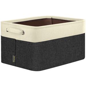 BALEINE 4 Pack Fabric Closet Storage Bins for Shelves, Linen Closet Organizers and Storage, Decorative Baskets for Organizing, Shelf, Clothes, Home, Office (Black, 14''x10''x8.5'')