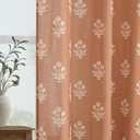 Boho Curtains 84 Inch Length 2 Panels Set for Bedroom,Vintage Floral Rustic Bohemian Terracotta Rust Color Block Print Western Long Linen Sheer Printed Farmhouse Curtains for Living Room