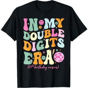 In My Double Digits Era Retro 10 Year Old Birthday T-Shirt M