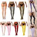 6 Pack Fishnet Stockings for Women Thigh-high Tights Stockings Suspender Pantyhose Garter Belts