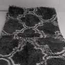 Plush Area Rug 4'x6' Feet High Pile Rugs for Living Room, Ultra Soft Indoor Carpet for Bedroom, Playroom, Playroom, Home Decor, Geometric, Dark Grey/White
