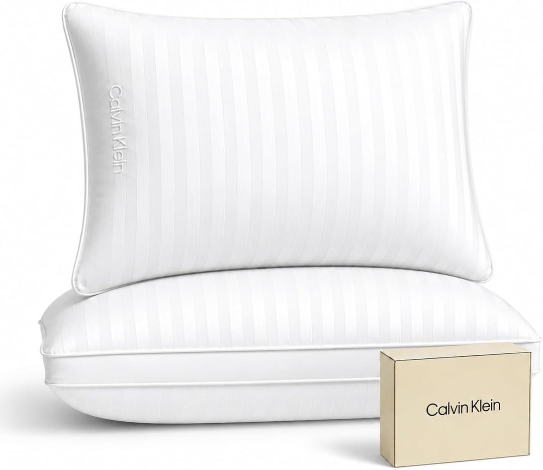 Calvin Klein Hotel Collection Bed Pillows Queen Size Set of 2, Medium Firm