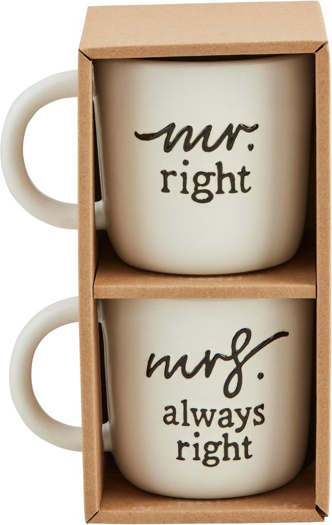 Mud Pie Right Set 16 oz MUGS, White