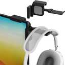 1PACK Clamp-On Monitor Headphone Stand  Adjustable Headset Holder with 360 Rotating Hook, Silicone Protection, Space-Saving Desk Organizer for Office, Gaming & Study YA-C (Black)