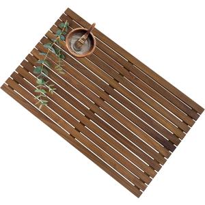 Sunnydaze Solid Teak Shower Mat - Spa-Inspired Large Wood Bath Mat for Indoor or Outdoor Use - 32" x 20"