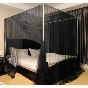 Black Mosquito Net Tent for Bed or Plant，Protecting Plant,One Side Opening Canopy Netting Curtain Net for Bedroom Decoration Twin Size（Without Frame）