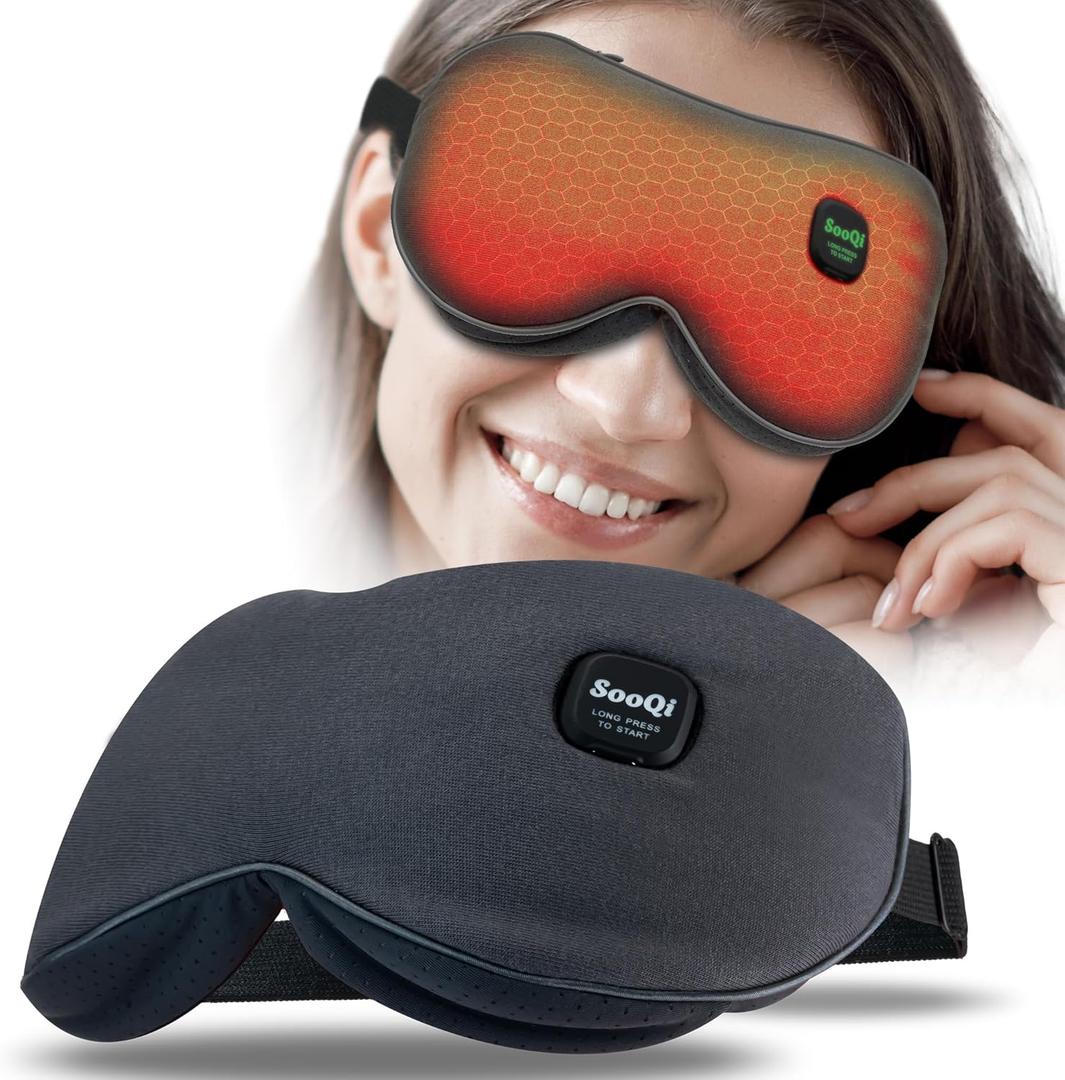 Rechargeable Cordless Heated Eye Mask - Weighted Compress with Graphene Heating for Dry Eyes, Fatigue, Sleep, and Travel, Gray