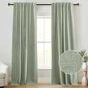 StangH Sage Green Blackout Curtains 84 inch Length 2 Panels Set, Linen Textured Privacy Bedroom Curtains Solid Energy Efficient Sliding Door Curtains for Bedroom Living Room Patio, W52xL84