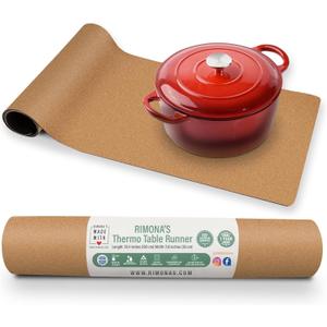 RIMONA'S Heat Resistant Table Runner - Waterproof, Trivet Runner, Heat Proof Table Protector, Trivet Table Runner, Ideal for Gifting, Mother-in-Law Gift, All-Natural Cork Table Runner, 39.4"L x 11.8"W x 0.12"Th