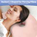 Ear Piercing Pillow - Side Sleeper Body Pillow with Ear Hole for Pain Relief, J-Shaped Ergonomic Support, 20x26 Inches (Pink)