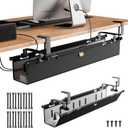 Cable Management Tray Under Desk, 38" No Drill Cable Organizer with Clamp/Screw Mount,Wire Cord Organizer for Table, Cable Tray for Office, Home