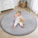 Thick Round Baby Play Mat for Floor, 47 Inch Playpen Mat Foam Mats, Soft Support & Plush Feel Play Tent Mats for Infant, Kids, and Toddler Crawling, Non-Slip Back for Kids Indoor Playhouses(Light Grey)
