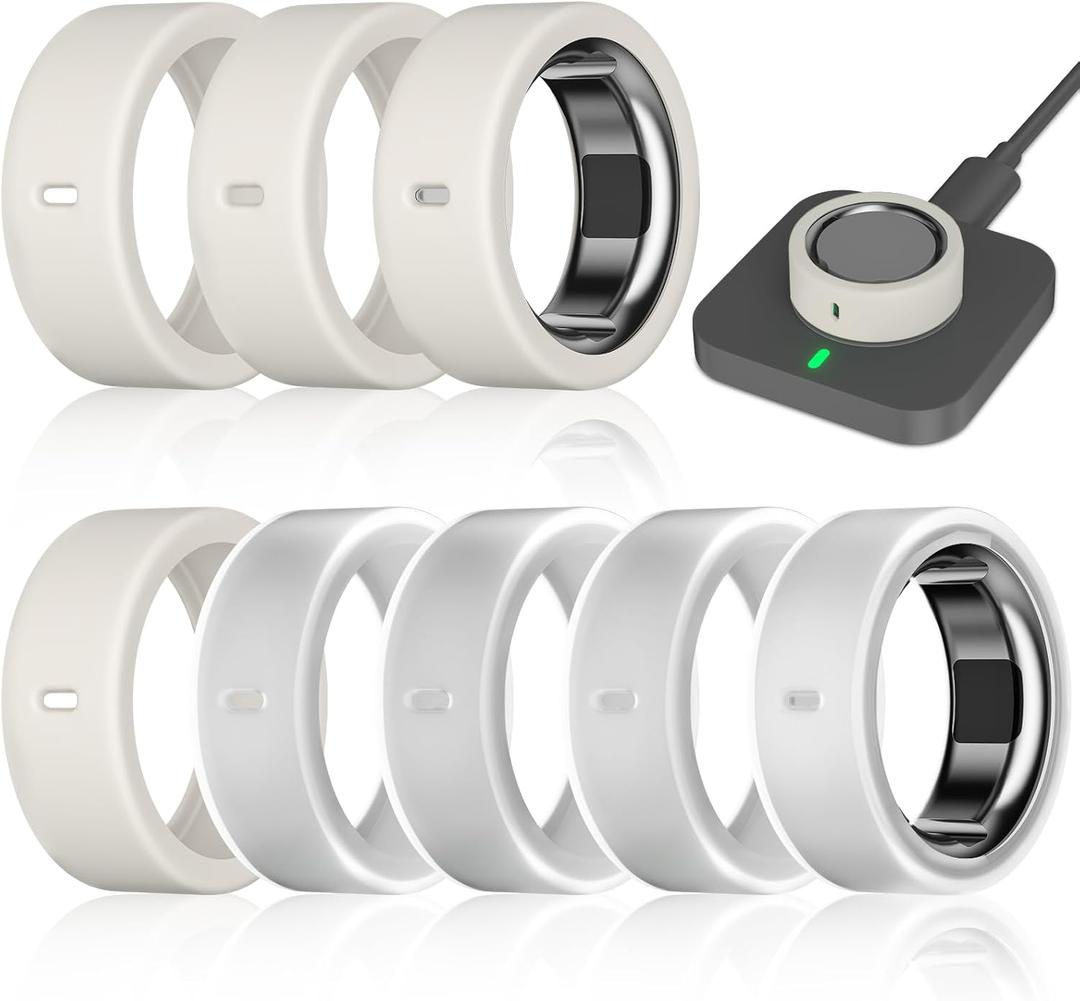 8 Pack Ring Cover Compatible with Oura Ring Gen 4/4 Ceramic, Oura Ring Gen 3 Horizon/Heritage, Support Charging with Cover on, Anti-Scratch Elastic Silicone Ring Protector for Men Women Working Out