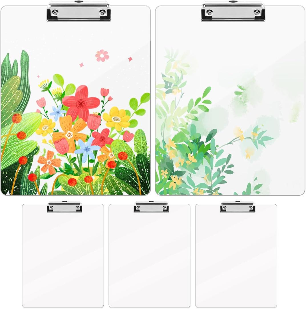 Marspark 5 Pack Sublimation Clipboard Blanks 8.8" x 12.4" Sublimation Clipboard A4 Letter Size Blanks with Low Profile Clip Thermal Transfer Office for DIY Custom Design Work,Double-Sided Design