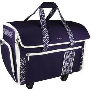 Everything Mary XL 4-Wheel Rolling Craft Tote Sewing Machine Case - Large Capacity Storage for Sewing, Quilting, Scrapbooking, Cross-Stitch, Beading, and More