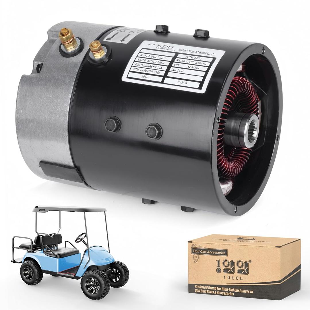 10L0L 36 Volt Golf Cart Electric Motor - Compatible with EZGO TXT PDS (2000 - Up, OEM 73124-G01, 73124-G08, 73445-G02) ZQS36-3.0C-T DC SepEx Motor