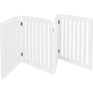 Dog Gate Pet Gate Indoor for Stairs Doorways 82x24 Inch 4 Panels Dog Fence Extra Wide Wooden (White)
