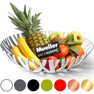 MUELLER Fruit Basket, Modern Fruit Bowl Made in Europe, Decorative Centerpiece for Home Decor, Ideal for Kitchen Counter, High-end Look, White MUELLER Fruit Basket, Modern Fruit Bowl Made in Europe, Decorative Centerpiece for Home Decor, Ideal for Kitchen Counter, High-end Look, White