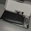 Full-Size Ergonomic Keyboard and Mouse, 2.4GHz Wireless Keyboard and vertical Mouse with Tablet Phone Holder, Wrist Rest for Computer Mac PC Laptop Chromebook, Black