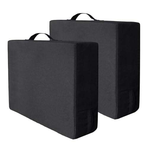 Foreard Stadium Seat Cushion 3.15 Inches Thick Portable with Handle Bleacher Cushions for Indoor Outdoor Events Waterproof Chair Pad (Black 2Pcs)