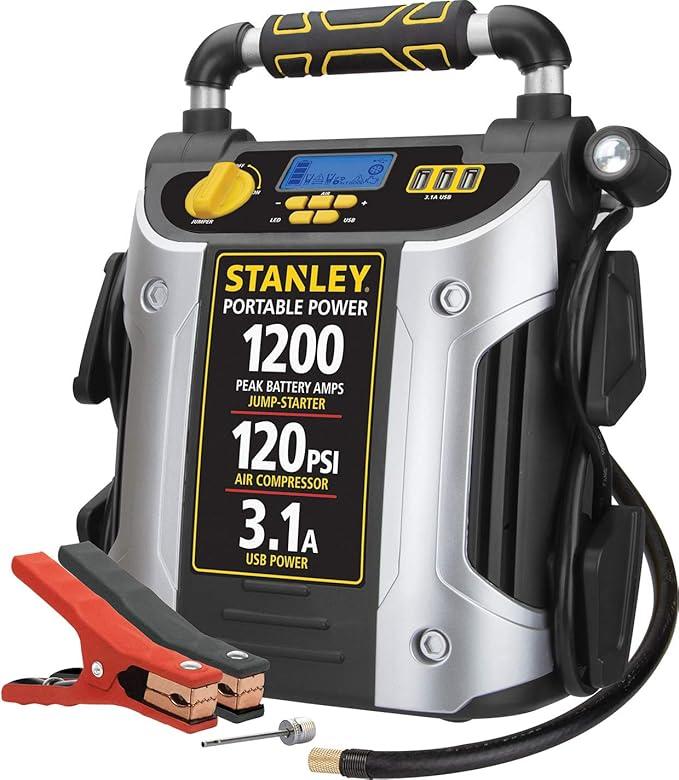Stanley FatMax 1200A, Lithium Jump Starter with 15 Watt USB-A and USB-C Power, Includes clamps