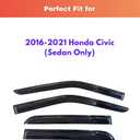KPY Rain Guards Fit for 2016-2021 Honda Civic, Out-Channel Window Visors Vent Wind Deflectors 4PC, Car Accessories for 16-21 Civic (Sedan Only)