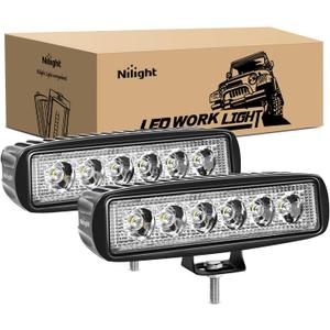 Nilight LED Light Bar 2PCS 18W 6Inch Flood LED Pods Offroad Fog Light Waterproof for Boat SUV ATV 4WD Car Truck Golf Cart 12V 24V