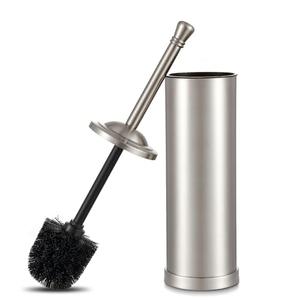Brushed Nickel Toilet Brush and Holder Set,304 Stainless Steel Toilet Bowl Brush and Holder for Bathroom,Silver Heavy Duty Toilet Brush,Durable Scrubbing Bristles,Splash Resistant,Long Handle