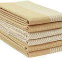 PurpleEssences 6-Pack Kitchen Towels - 15x25 Inch 100% Cotton Waffle Weave - Absorbent, Reusable Dish & Hand Towels with Hanging Loop for Home & Bar Use Fall Thanksgiving - Assorted - Tan