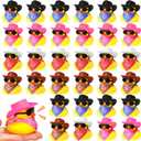 Sosation 36 Set Cowboy Rubber Duck Mini Yellow Duckies Bath Toy Tiny Ducks Bathtub Toy with Cowboy Hat Paisley Bandanas Sunglasses Dashboard Decor for Summer Baby Shower Birthday Party(Cute Style)