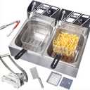 Electric Deep Fryer, 12L Commercial Stainless Steel Chip Fryer with Temperature Control, 110V 5000W Food-Grade French Fry Machine with Basket For Fried Chicken, Nuggets, Fries